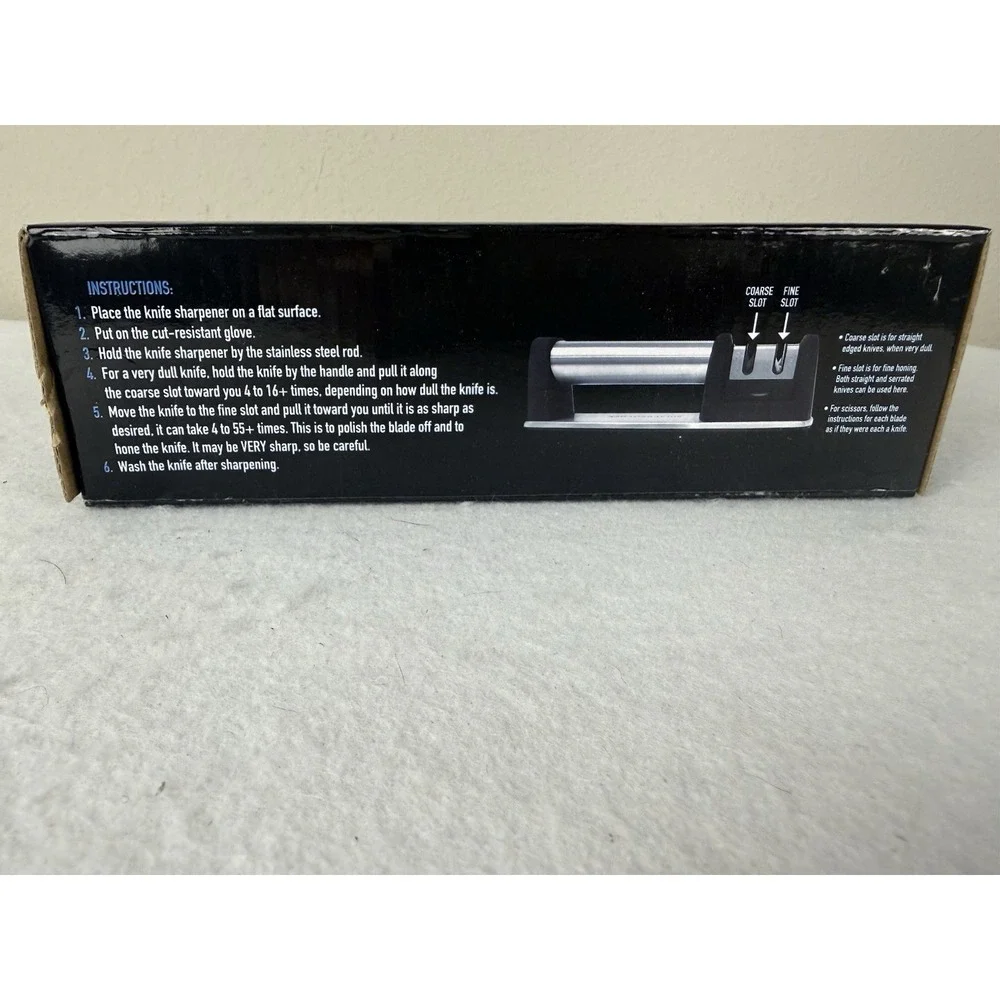 Zulay Kitchen Knife Sharpener with Cut Resistant Glove Two Stage Coarse Fine New